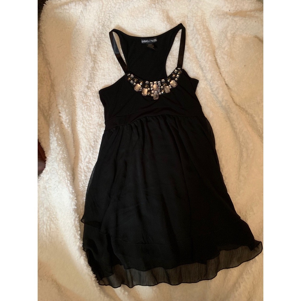 Jeweled top with satin sleeves